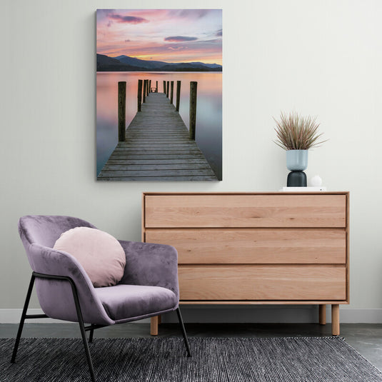 Pier in View of Mountains - Canvas Mérida Fine Print Art
