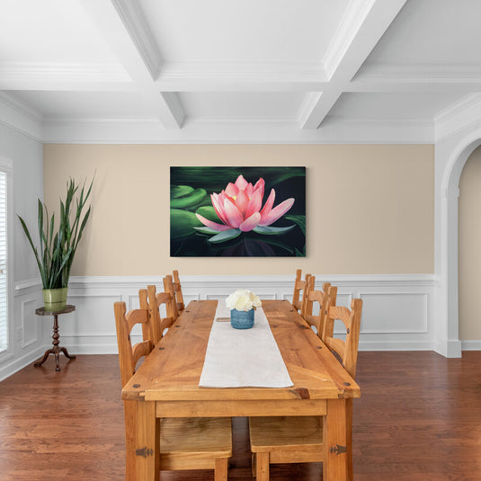 Loto rosa sobre aguas oscuras