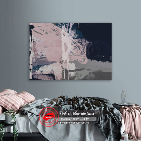Pink & Blue Abstract - Canvas Mérida Fine Print Art
