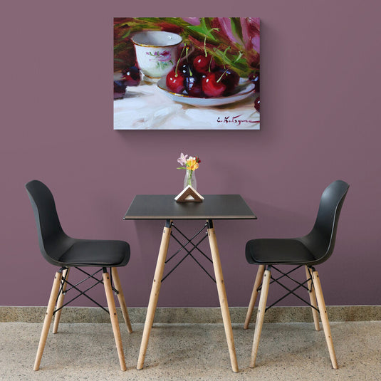 Plate of Cherries - Canvas Mérida Fine Print Art