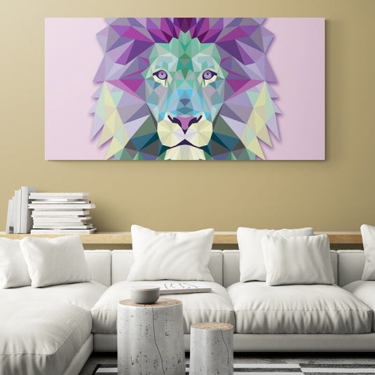 León geométrico multicolor