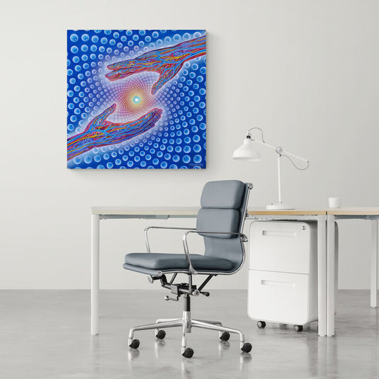 Arte psicodélico manos energía cósmica visionario