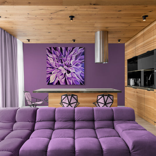 Pintura de dalia púrpura en primer plano