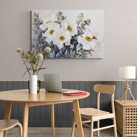 Flores blancas de matilija en acuarela