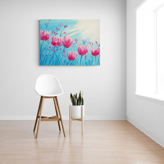 Tulipanes rosados bajo el sol