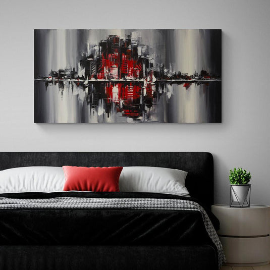 Red Abstract City - Canvas Mérida Fine Print Art