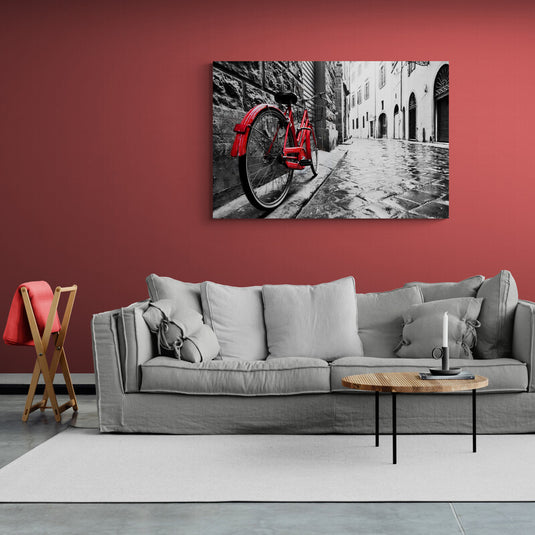 Red Bicycle - Canvas Mérida Fine Print Art