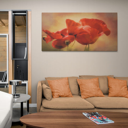 Amapolas rojas en fondo difuso