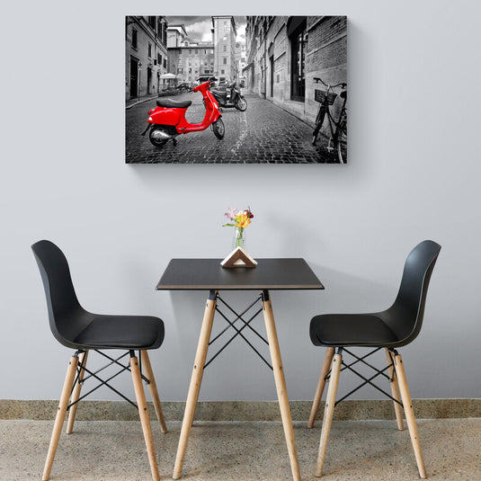 Red Scooter - Canvas Mérida Fine Print Art