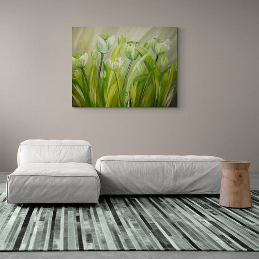 Tulipanes verdes y blancos