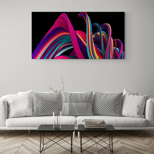 Ondulaciones tridimensionales de colores brillantes entrelazadas en diseño abstracto