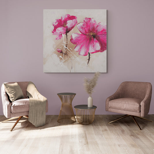 Pintura de flores en tonos fucsia