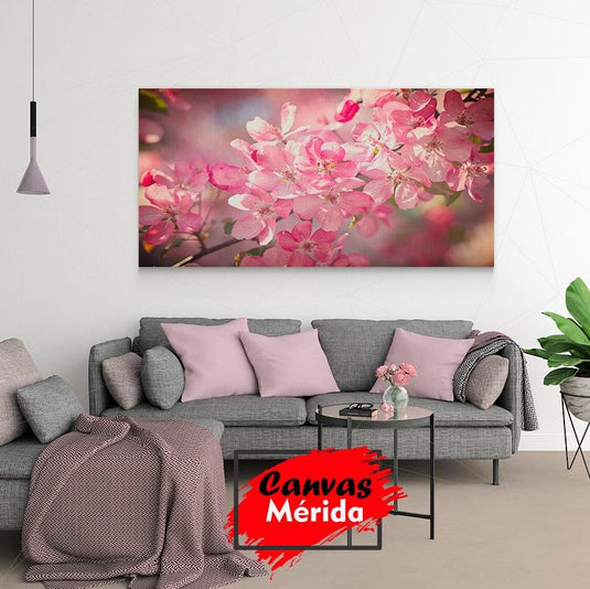 Ilustración de flores de primavera en tonos rosados