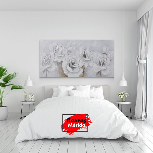 Pintura de flores blancas etéreas