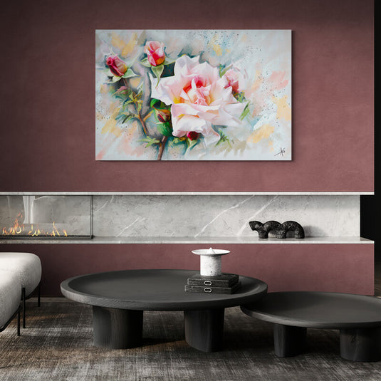 Acuarela de rosas en tonos pastel