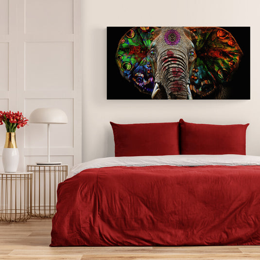 Pintura de elefante con colores vibrantes