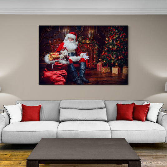 Cuadro_Decorativo_Santa_Claus_Sentado_Chimenea_Velas_Arbol_Navidad_Decorado_Regalos_Bolsa_Roja_Navidad