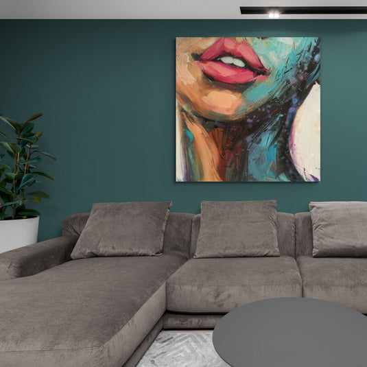 Arte moderno de labios en colores vibrantes para decoración contemporánea y elegante
