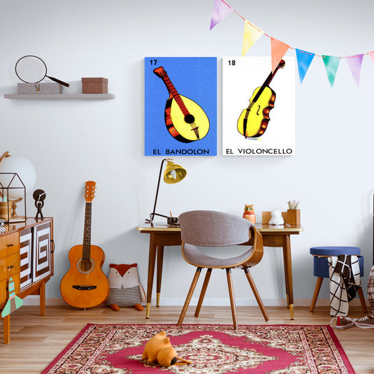 Set 17 y 18 Bandolón y Violoncello - Canvas Mérida Fine Print Art