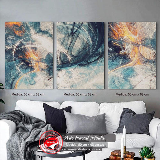 Set Arte Fractal Nébula - Canvas Mérida Fine Print Art