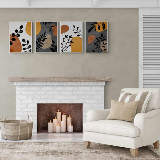 Composiciones minimalistas con colores terrosos y formas orgánicas