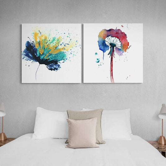 Flores abstractas en acuarela