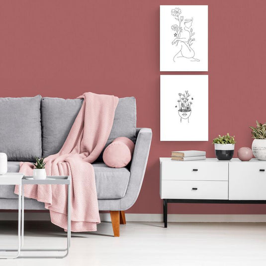 Set de Cuadros Decorativos - Siluetas Femeninas con Flores en Contraste Blanco y Negro