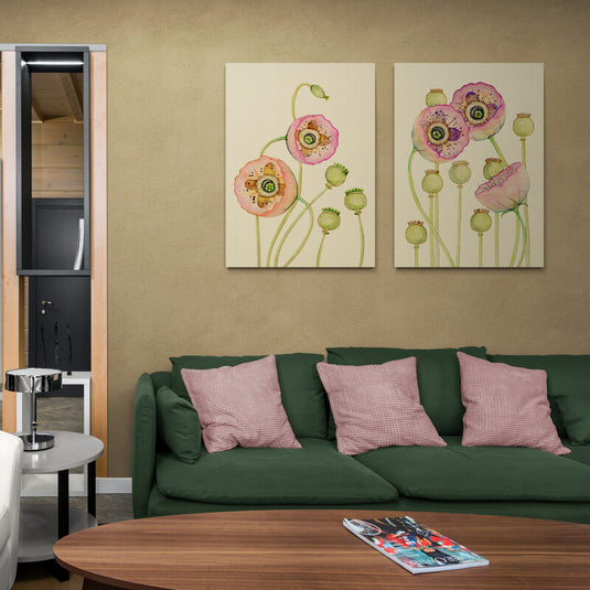 Acuarela de amapolas botánicas