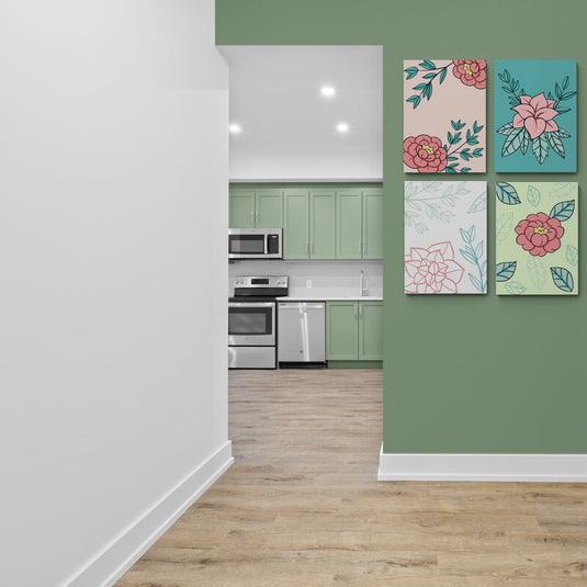 Colección de ilustraciones florales en tonalidades pastel para decoración moderna