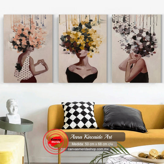 Figuras femeninas abstractas con flores