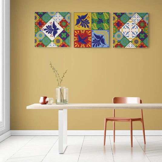 Cuadro decorativo de aves Talavera mexicanas