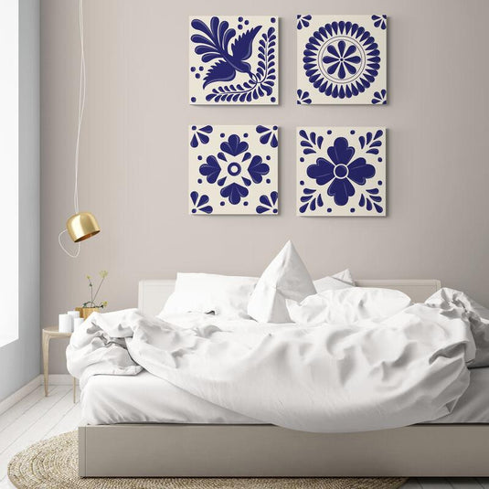 Cuadro decorativo de flor de Talavera mexicana