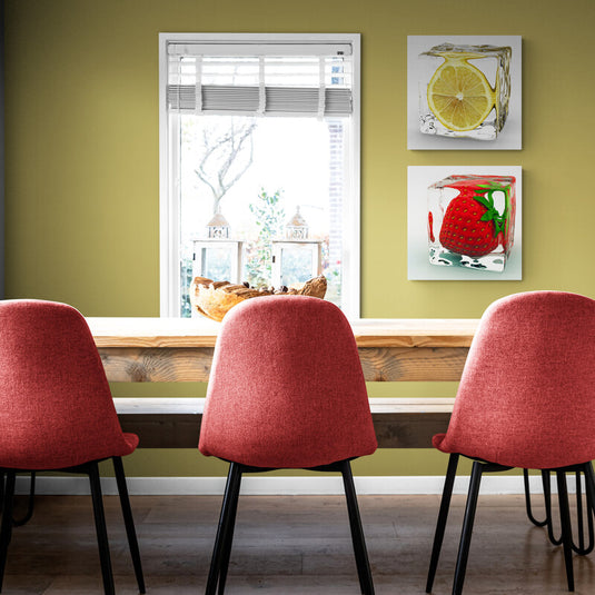 Set de cuadros decorativos con limón y fresa encapsulados en cubos de hielo – arte moderno y refrescante ideal para cocinas, bares y espacios contemporáneos