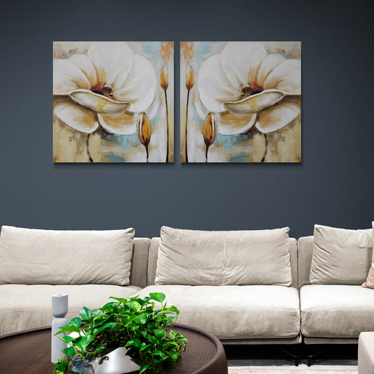 Díptico de Flores Crema