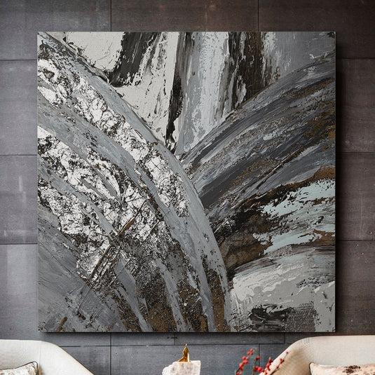 Silver Lines (abstracto plata cuadrado) - Canvas Mérida Fine Print Art