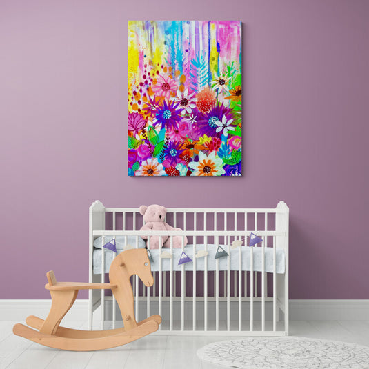 Pintura de flores vibrantes y coloridas