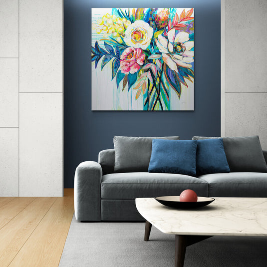 Pintura de ramo de flores tropicales