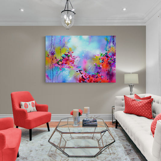 Cuadro abstracto moderno con explosión de color