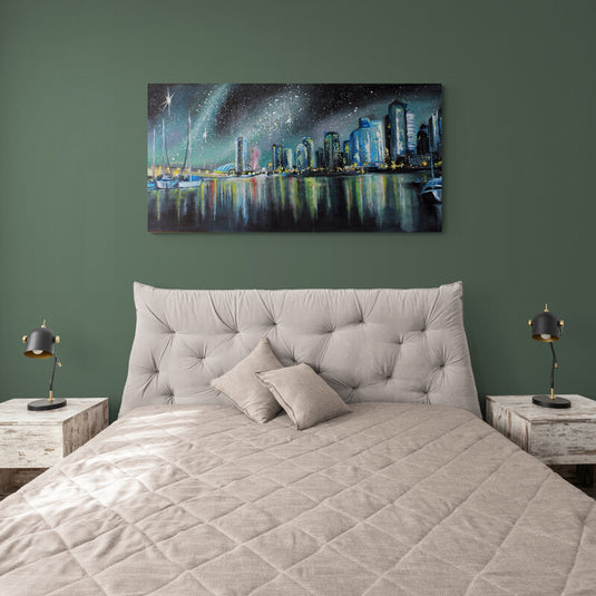 Starry Night Over the City - Canvas Mérida Fine Print Art