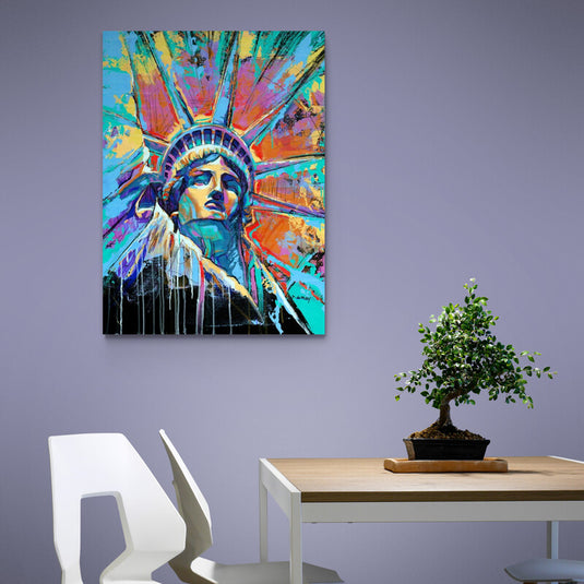 Cuadro decorativo Estatua de la Libertad arte pop abstracto en colores vibrantes