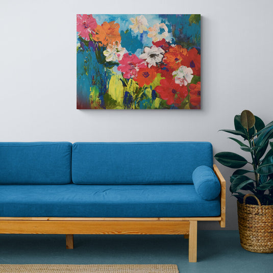Pintura abstracta de flores coloridas