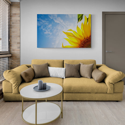 Girasol bajo cielo azul