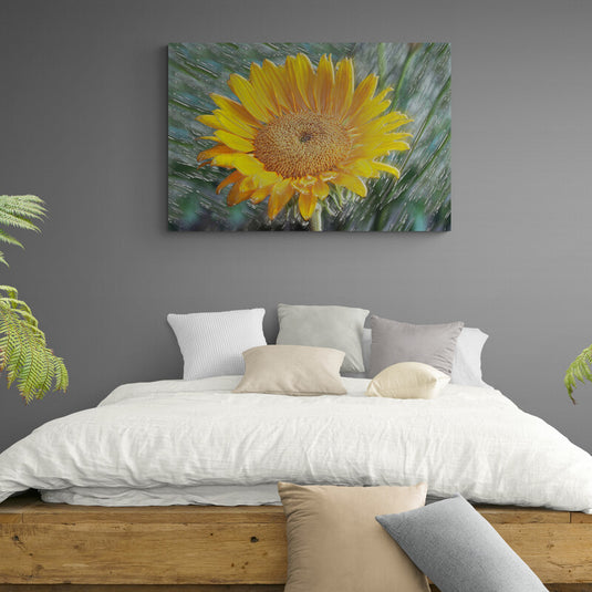 Girasol con fondo de texturas dinámicas