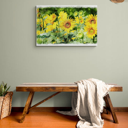 Campo de girasoles en acuarela