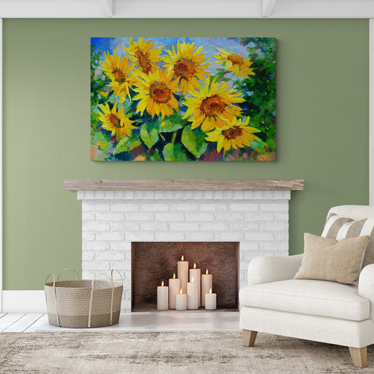 Campo de girasoles en pintura vibrante
