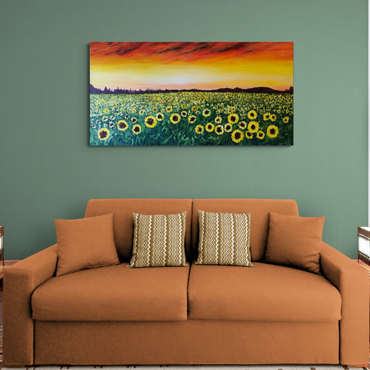 Campo de girasoles al atardecer