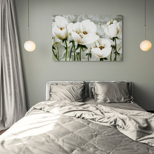 Pintura de tulipanes blancos