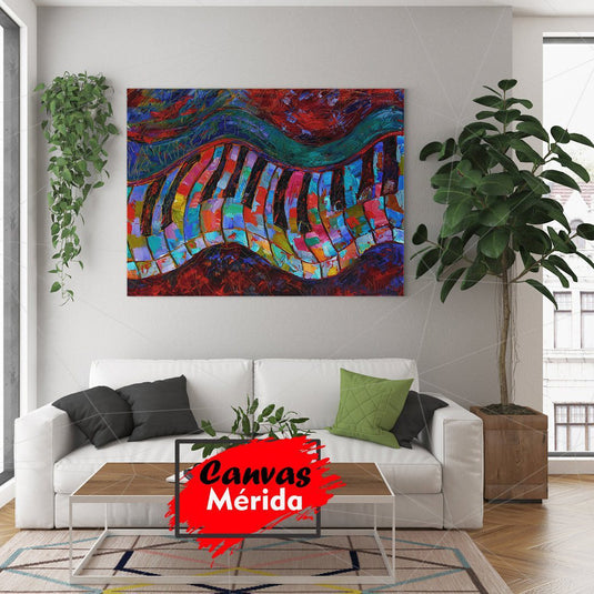 cuadro abstracto colorido de piano – arte moderno con teclas musicales para decoración artística y creativa