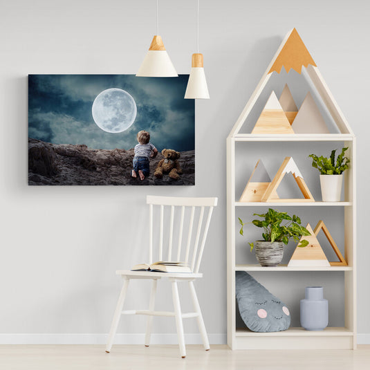 The Boy and the Moon - Canvas Mérida Fine Print Art