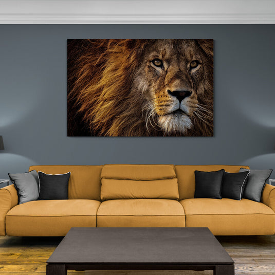 Pintura realista de león majestuoso